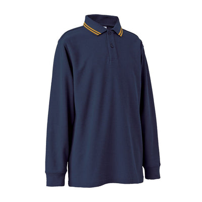 Long Sleeve Polo Shirt with Striped Collar - MALVERN