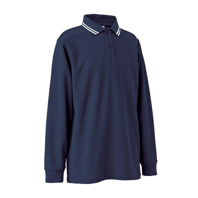 Long Sleeve Polo Shirt with Striped Collar - MALVERN