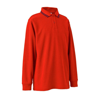 Long Sleeve Polo Shirt with Striped Collar - MALVERN