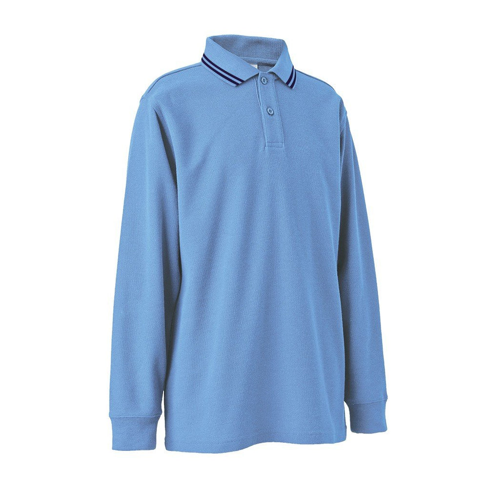 Long Sleeve Polo Shirt with Striped Collar - MALVERN